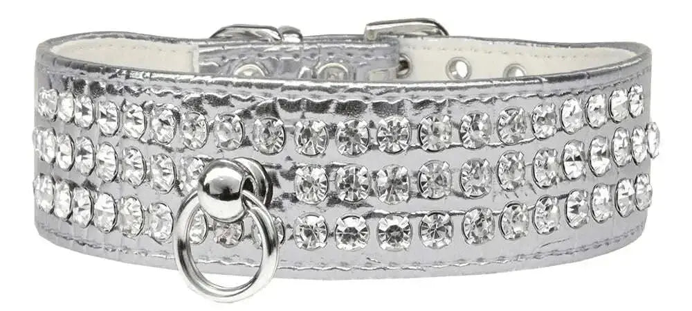 Style-_73-Rhinestone-Designer-Croc-Dog-Collar-Silver-Size-16-GreatEagleInc-334344271