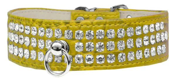 Style-_73-Rhinestone-Designer-Croc-Dog-Collar-Yellow-Size-22-GreatEagleInc-334345373