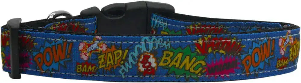 Superhero-Sound-Effects-Nylon-Dog-Collar-Medium-Narrow-GreatEagleInc-318922341