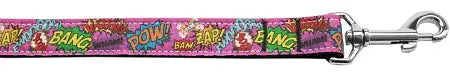 Superhero Sound Effects Pink Nylon Dog Leash 5/8 Inch Wide 6ft Long Default Title