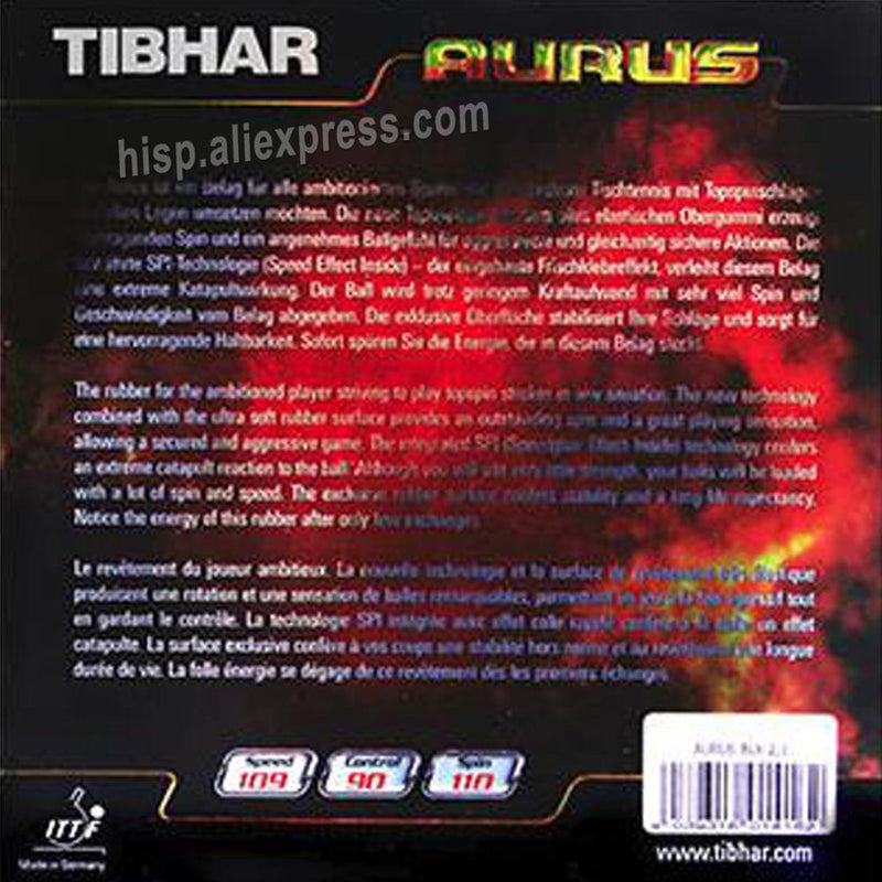 TIBHAR AURUS SOUND / SOFT Table Tennis Rubber Orignal TIBHAR AURUS Ping Pong Sponge