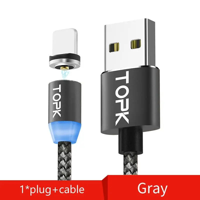 TOPK AM17 1M LED Magnetic USB Cable for iPhone Xs Max 8 7 6 & USB Type C Cable & Micro USB Cable for Samsung Xiaomi LG USB C GreatEagleInc