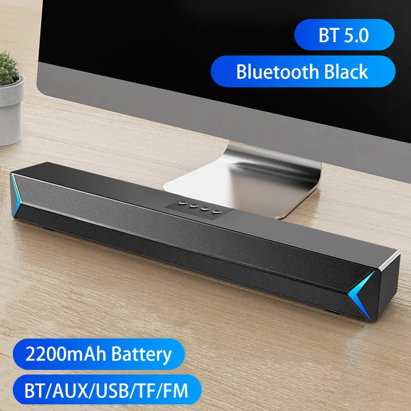 TV Sound Bar Wireless Bluetooth-compatible Surround SoundBar For PC Theater TV Speaker Home Theater FM Radio Surround Soundbar S13 Black Bluetooth