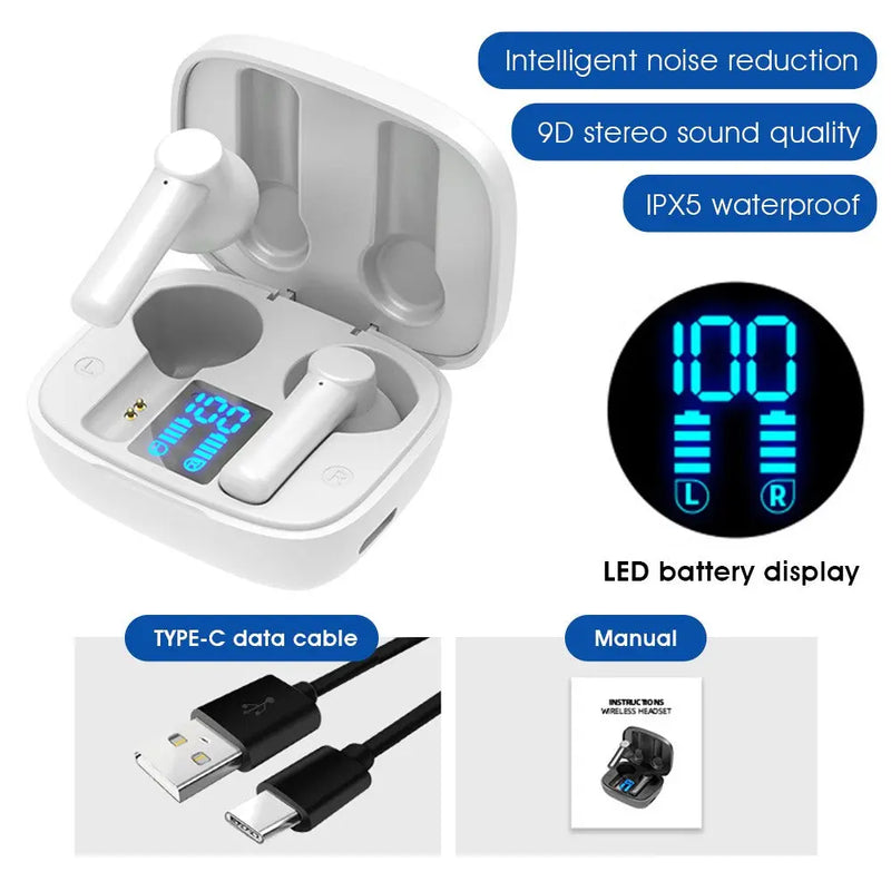 TWS Wireless Headphone Touch Control Sports Waterproof Bluetooth 5.0 Earphone HiFi 9D Bass Stereo Music Earbuds Earphone Headset