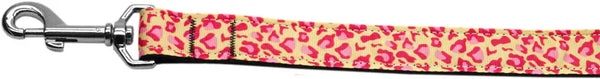 Tan And Pink Leopard Nylon Dog Leash 3/8 Inch Wide 6ft Long Default Title