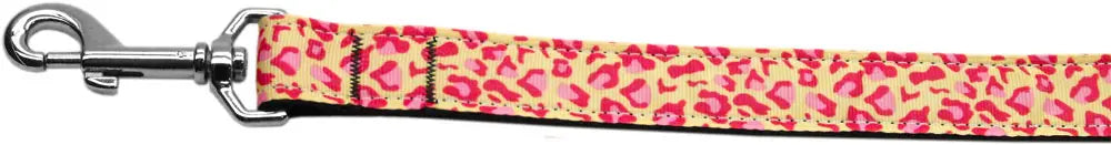 Tan And Pink Leopard Nylon Dog Leash 5/8 Inch Wide 4ft Long Default Title