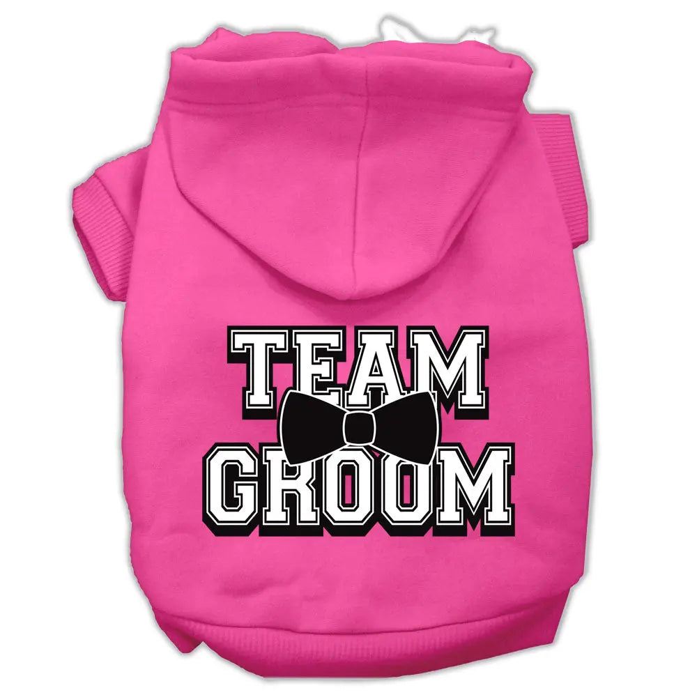 Team Groom Screen Print Pet Hoodies Bright Pink Size Xs Default Title