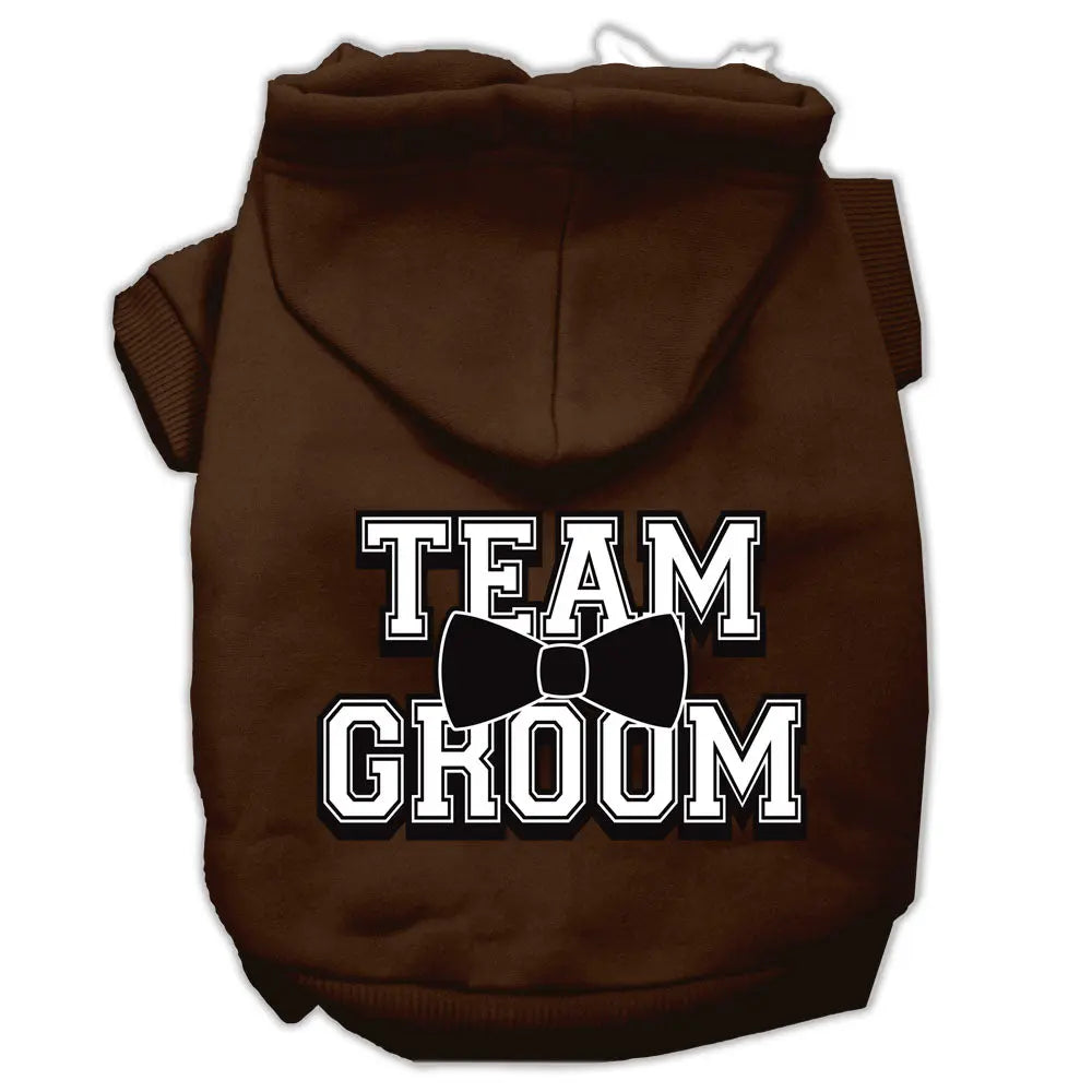 Team Groom Screen Print Pet Hoodies Brown Size Med Default Title