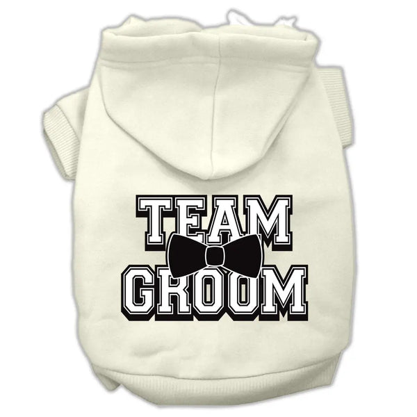 Team Groom Screen Print Pet Hoodies Cream Size Sm Default Title