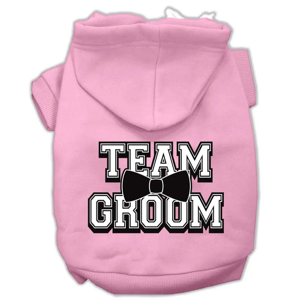 Team Groom Screen Print Pet Hoodies Light Pink Size Lg Default Title