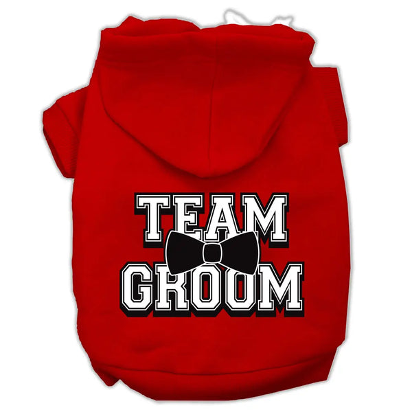 Team Groom Screen Print Pet Hoodies Red Size Med Default Title