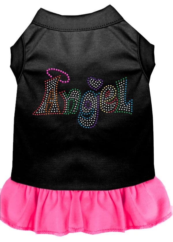 Technicolor Angel Rhinestone Pet Dress Black With Bright Pink Med Default Title