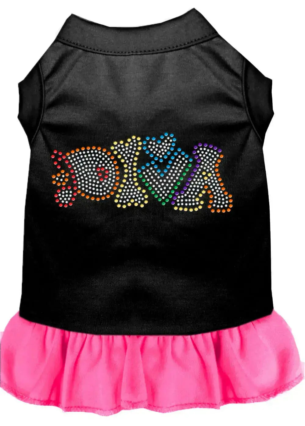 Technicolor-Diva-Rhinestone-Pet-Dress-Black-With-Bright-Pink-Sm-GreatEagleInc-318617538