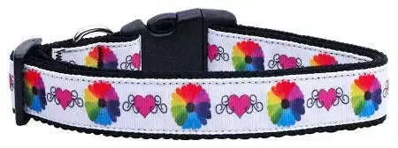 Technicolor-Love-Nylon-Ribbon-Dog-Collars-Medium-GreatEagleInc-318765429