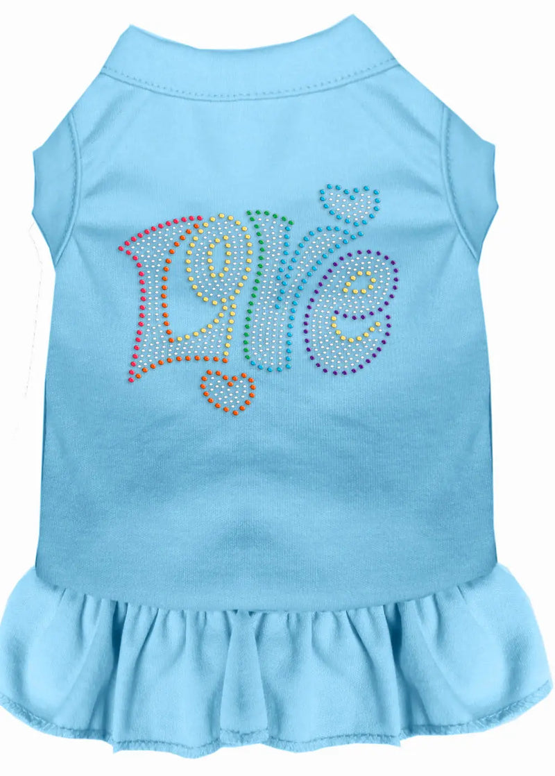 Technicolor Love Rhinestone Pet Dress Baby Blue Sm Default Title