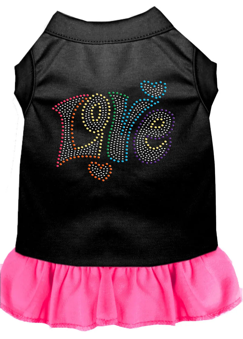 Technicolor Love Rhinestone Pet Dress Black With Bright Pink Xxxl Default Title