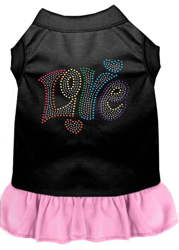 Technicolor Love Rhinestone Pet Dress Black With Light Pink Xxl Default Title