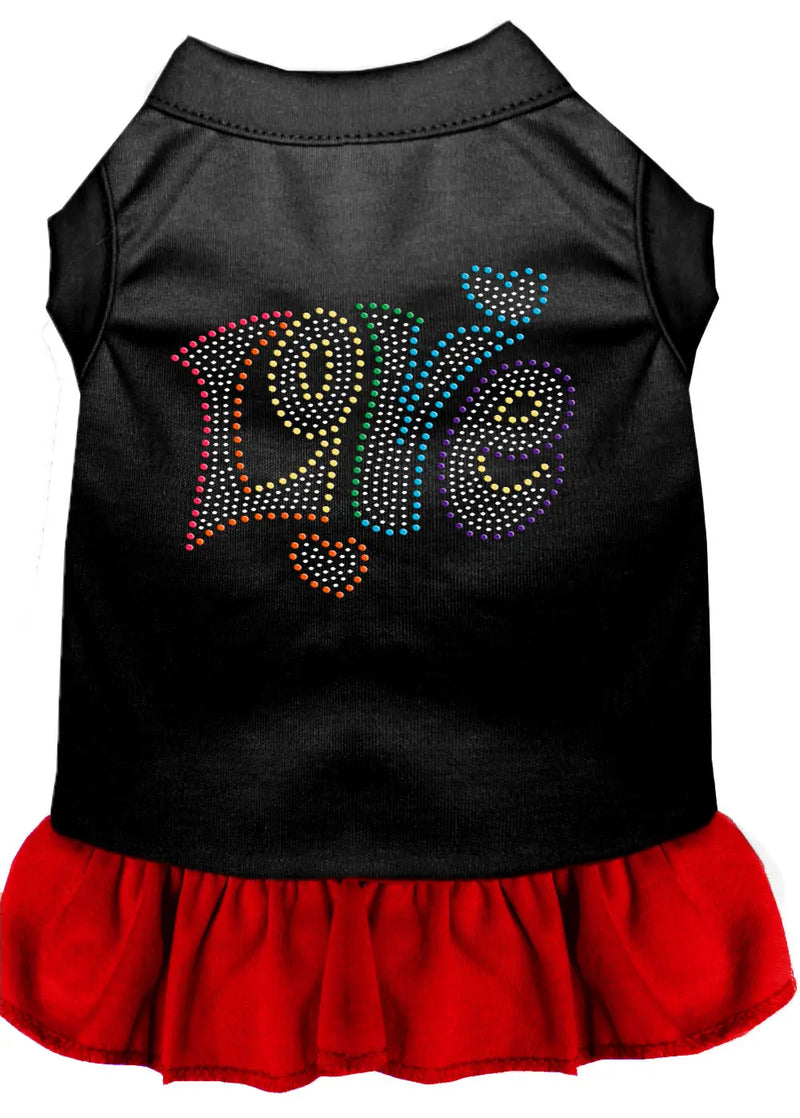 Technicolor Love Rhinestone Pet Dress Black With Red Sm Default Title