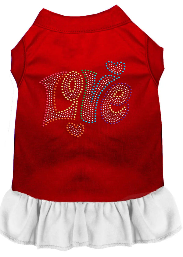 Technicolor Love Rhinestone Pet Dress Red With White Med Default Title