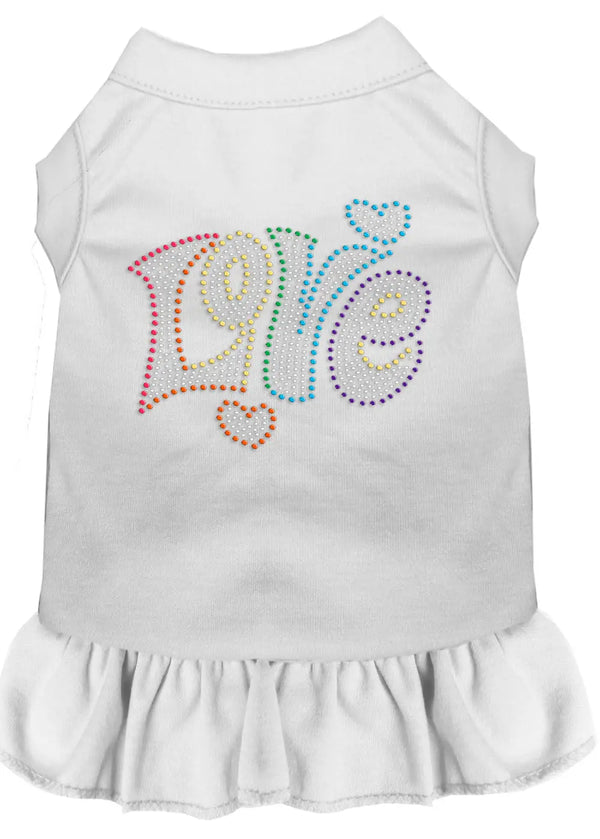 Technicolor Love Rhinestone Pet Dress White Xxl Default Title
