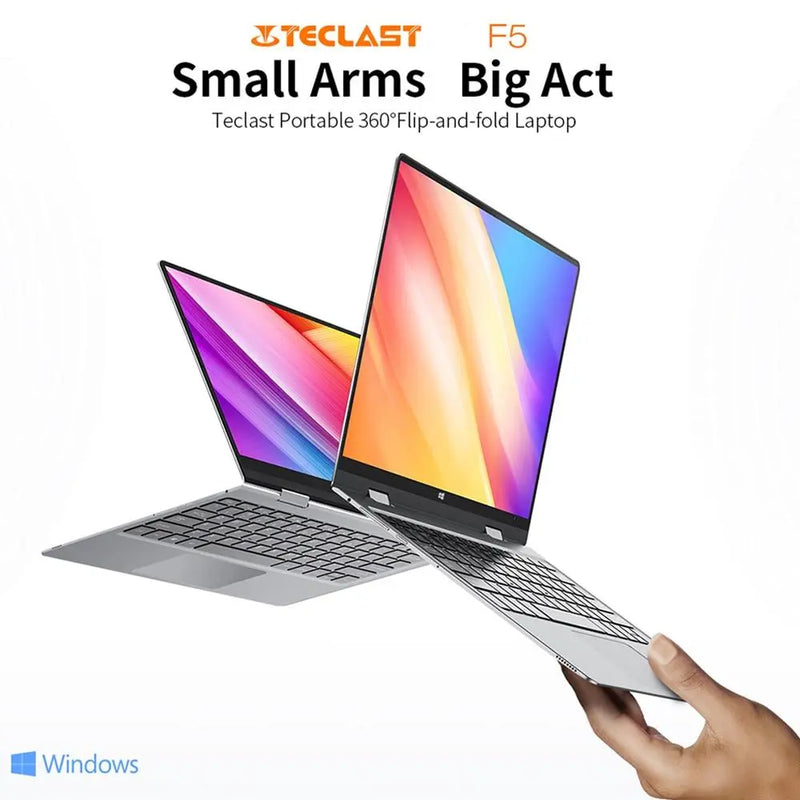 Teclast F5 laptop 11.6" Windows10 Intel Celeron N4100 8GB RAM 256GB SSD 360°Rotating 1920*1080 IPS Touch Screen Type-C NotebooK - GreatEagleInc