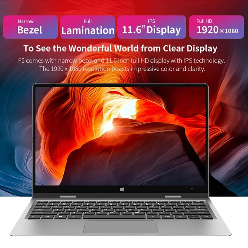 Teclast F5 laptop 11.6" Windows10 Intel Celeron N4100 8GB RAM 256GB SSD 360°Rotating 1920*1080 IPS Touch Screen Type-C NotebooK - GreatEagleInc