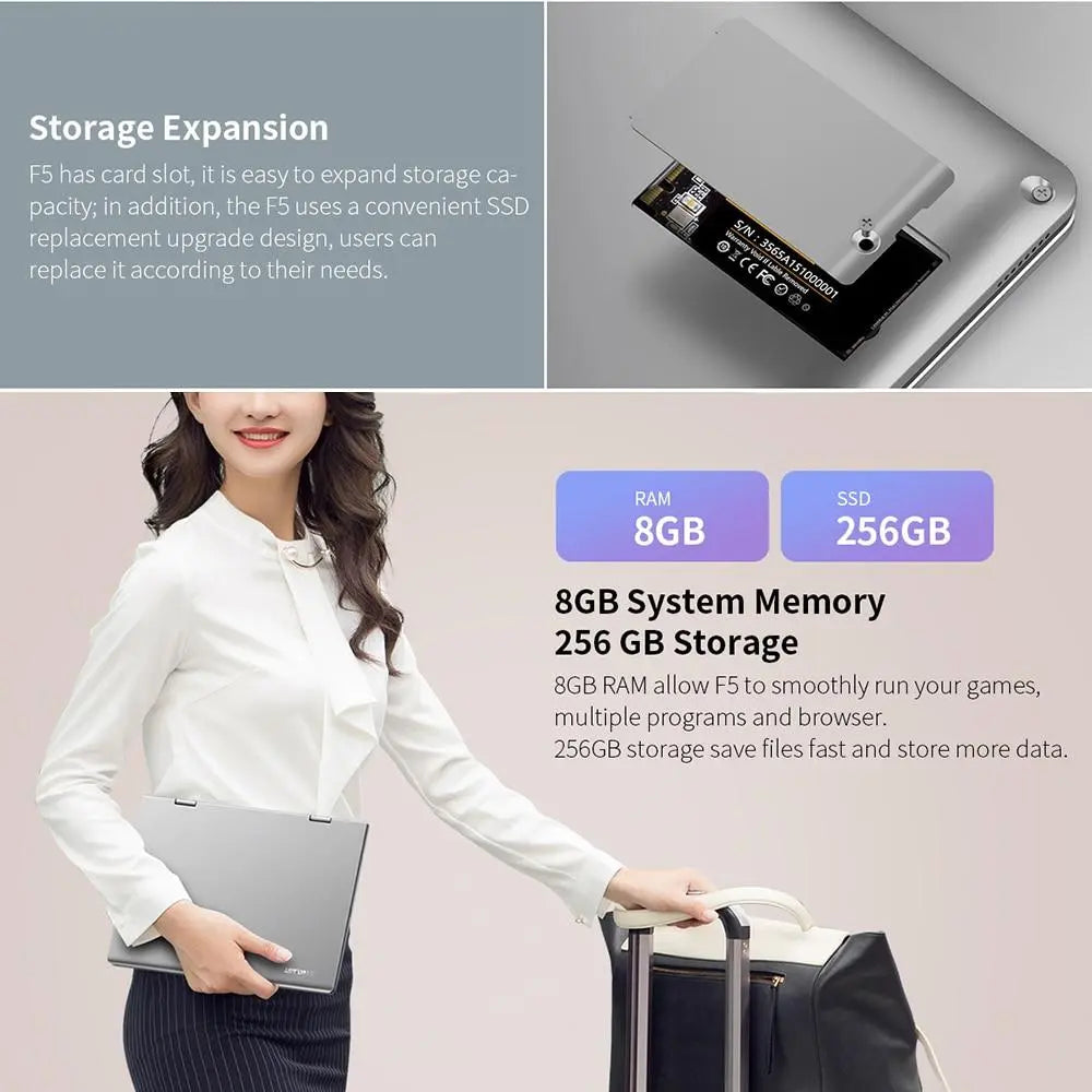 Teclast F5 laptop 11.6" Windows10 Intel Celeron N4100 8GB RAM 256GB SSD 360°Rotating 1920*1080 IPS Touch Screen Type-C NotebooK - GreatEagleInc