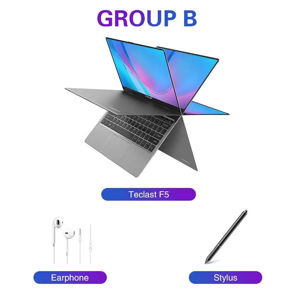 Teclast F5 laptop 11.6" Windows10 Intel Celeron N4100 8GB RAM 256GB SSD 360°Rotating 1920*1080 IPS Touch Screen Type-C NotebooK - GreatEagleInc