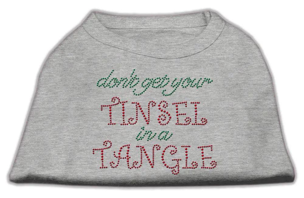 Tinsel In A Tangle Rhinestone Dog Shirt Grey Lg Default Title