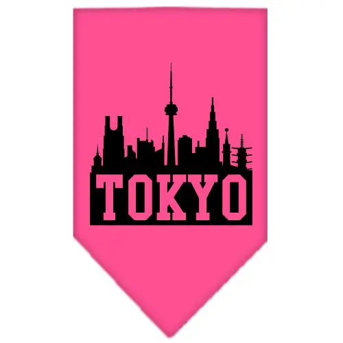 Tokyo Skyline Screen Print Bandana Bright Pink Large Default Title