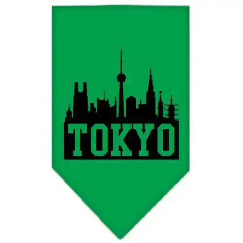 Tokyo-Skyline-Screen-Print-Bandana-Emerald-Green-Large-GreatEagleInc-318503926