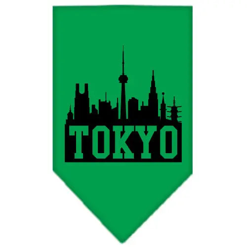 Tokyo Skyline Screen Print Bandana Emerald Green Small Default Title