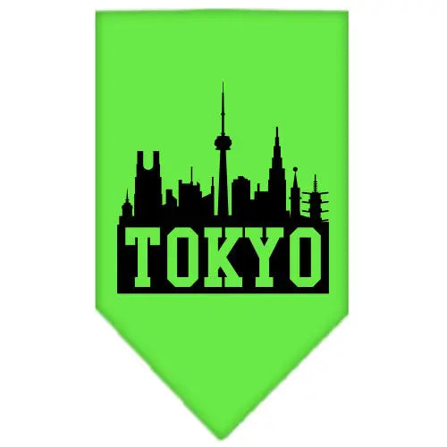 Tokyo Skyline Screen Print Bandana Lime Green Large Default Title