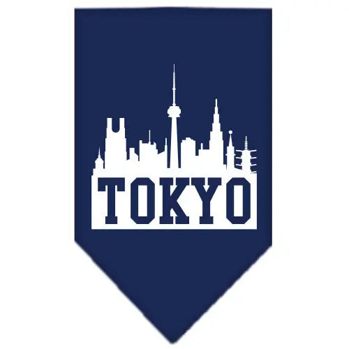 Tokyo Skyline Screen Print Bandana Navy Blue Small Default Title