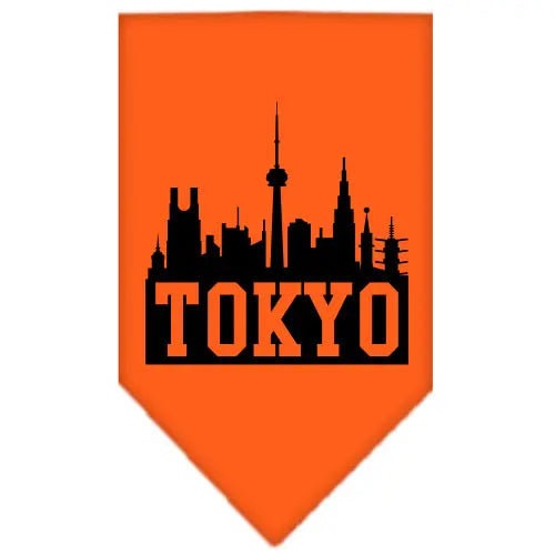 Tokyo Skyline Screen Print Bandana Orange Large Default Title