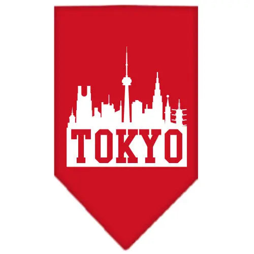 Tokyo Skyline Screen Print Bandana Red Large Default Title