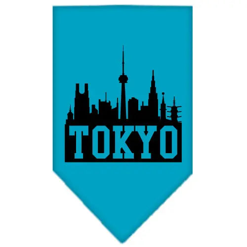 Tokyo Skyline Screen Print Bandana Turquoise Large Default Title