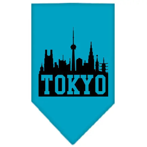 Tokyo Skyline Screen Print Bandana Turquoise Small Default Title