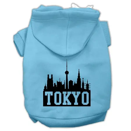 Tokyo Skyline Screen Print Pet Hoodies Baby Blue Size Xxxl Default Title