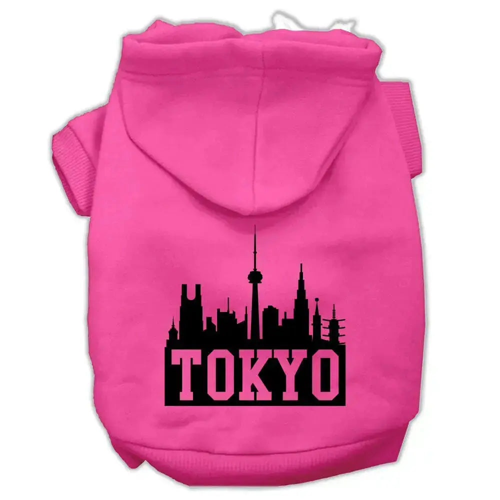 Tokyo-Skyline-Screen-Print-Pet-Hoodies-Bright-Pink-Size-Xl-GreatEagleInc-319741361