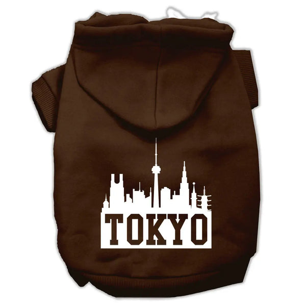 Tokyo Skyline Screen Print Pet Hoodies Brown Size Xxl Default Title