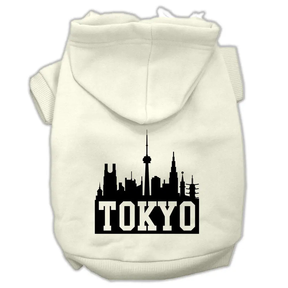 Tokyo Skyline Screen Print Pet Hoodies Cream Size Sm Default Title