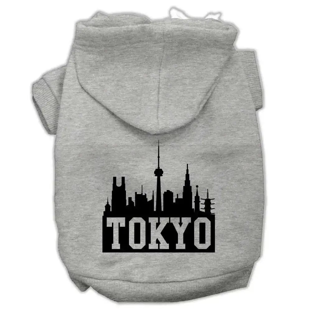 Tokyo-Skyline-Screen-Print-Pet-Hoodies-Grey-Size-Sm-GreatEagleInc-319741797