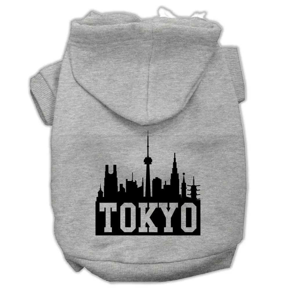 Tokyo Skyline Screen Print Pet Hoodies Grey Size Xl Default Title