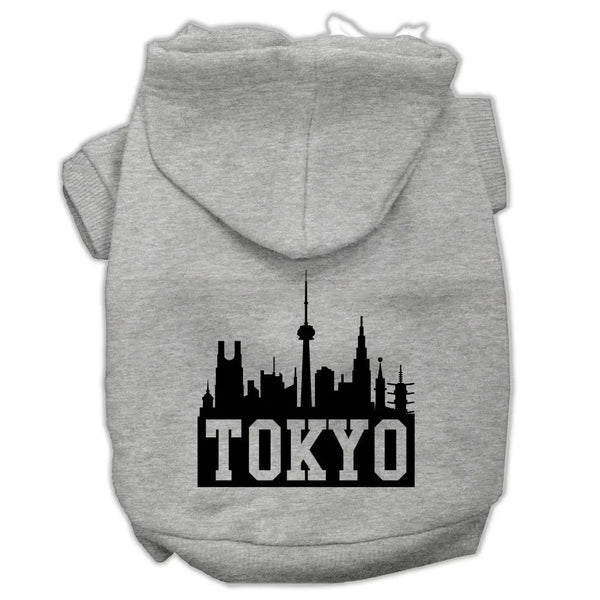 Tokyo Skyline Screen Print Pet Hoodies Grey Size Xl Default Title