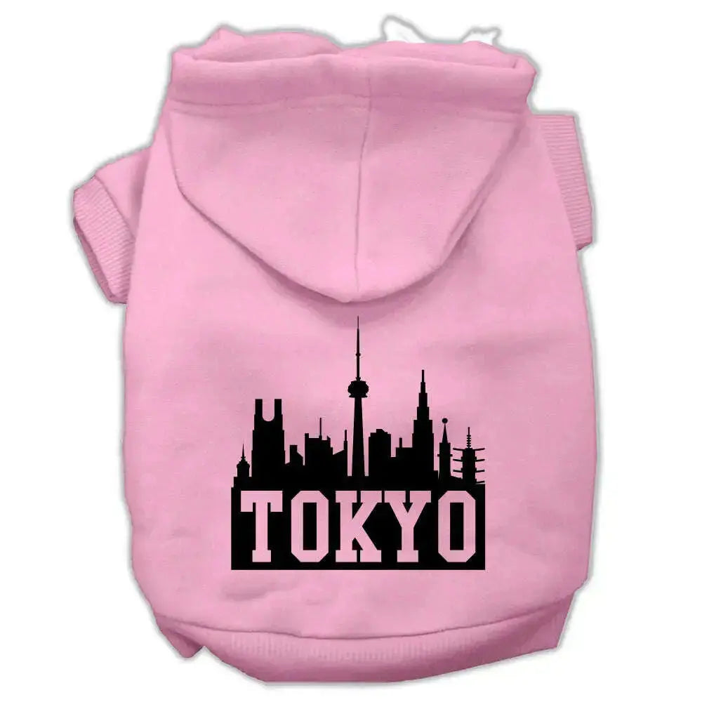 Tokyo-Skyline-Screen-Print-Pet-Hoodies-Light-Pink-Size-Lg-GreatEagleInc-319742729