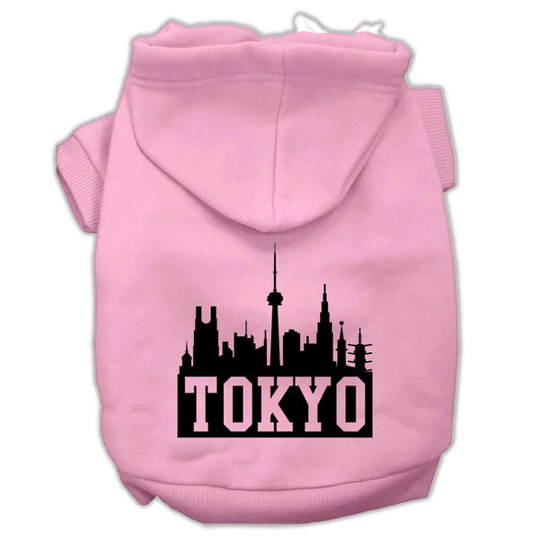 Tokyo Skyline Screen Print Pet Hoodies Light Pink Size Lg Default Title