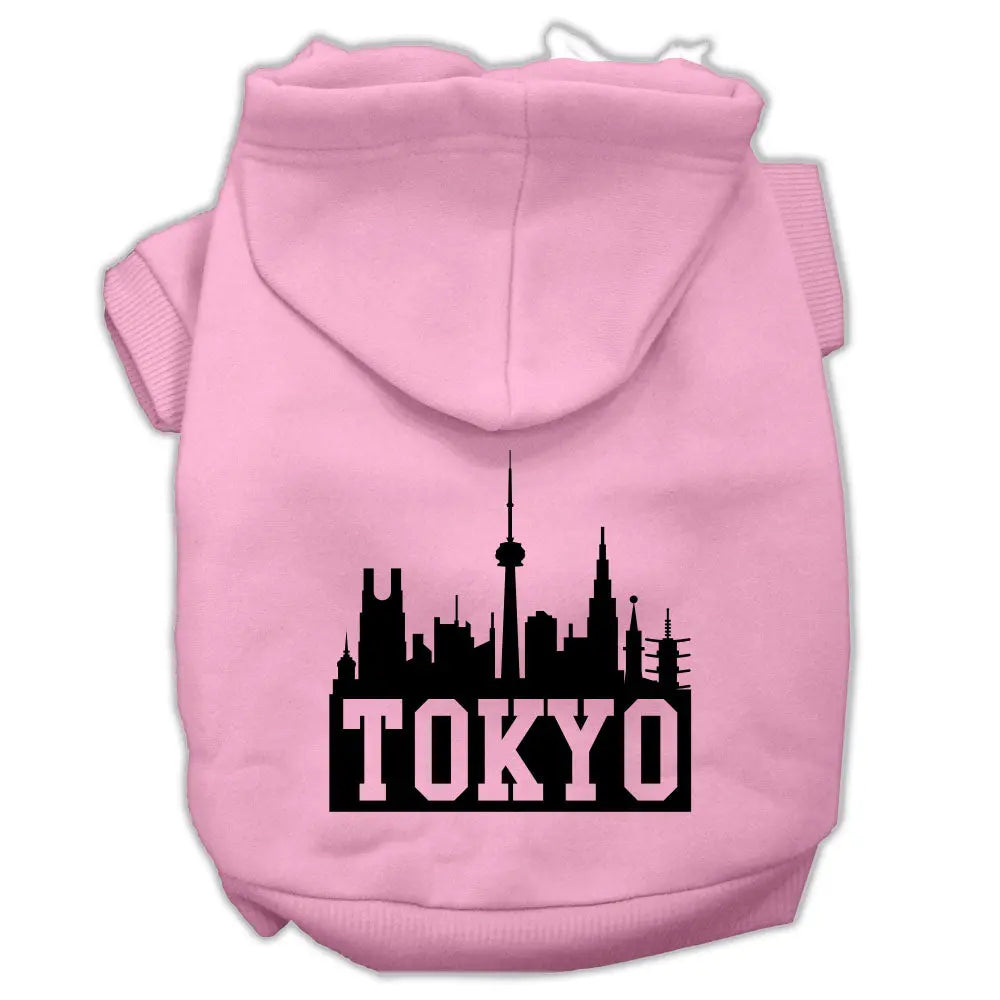 Tokyo Skyline Screen Print Pet Hoodies Light Pink Size Xxxl Default Title