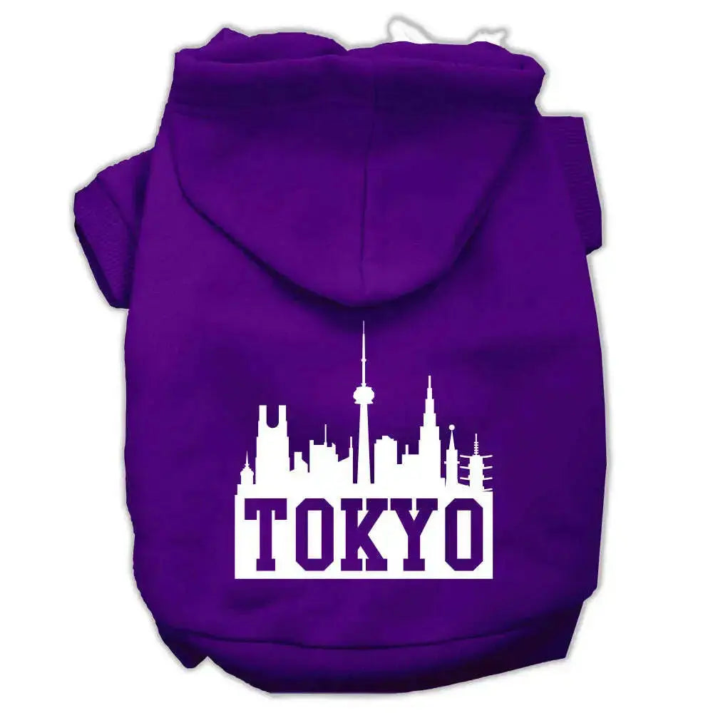 Tokyo-Skyline-Screen-Print-Pet-Hoodies-Purple-Size-Sm-GreatEagleInc-319741670