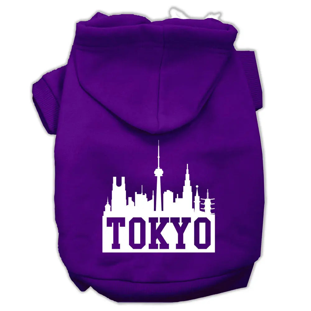 Tokyo Skyline Screen Print Pet Hoodies Purple Size Sm Default Title